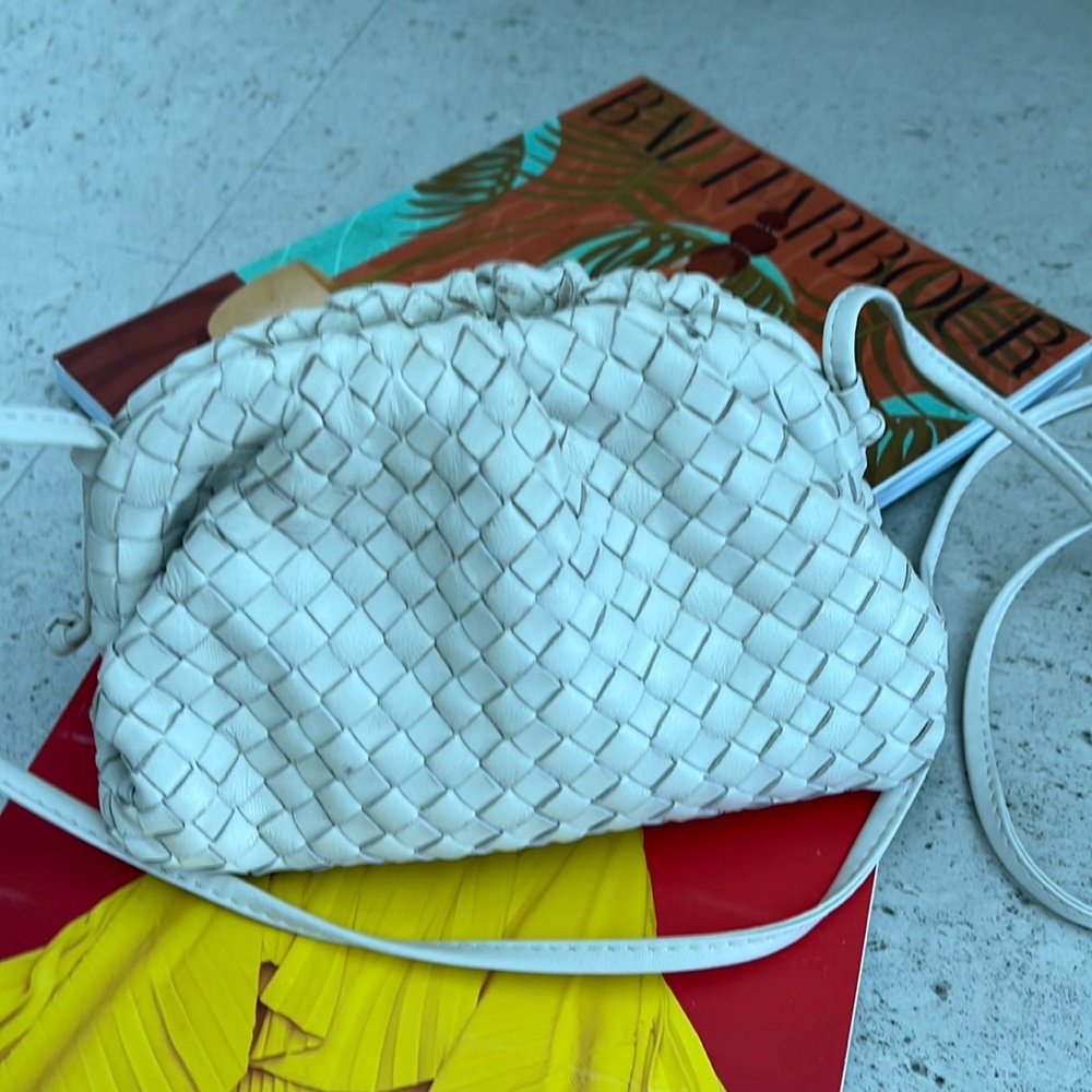White woven clutch